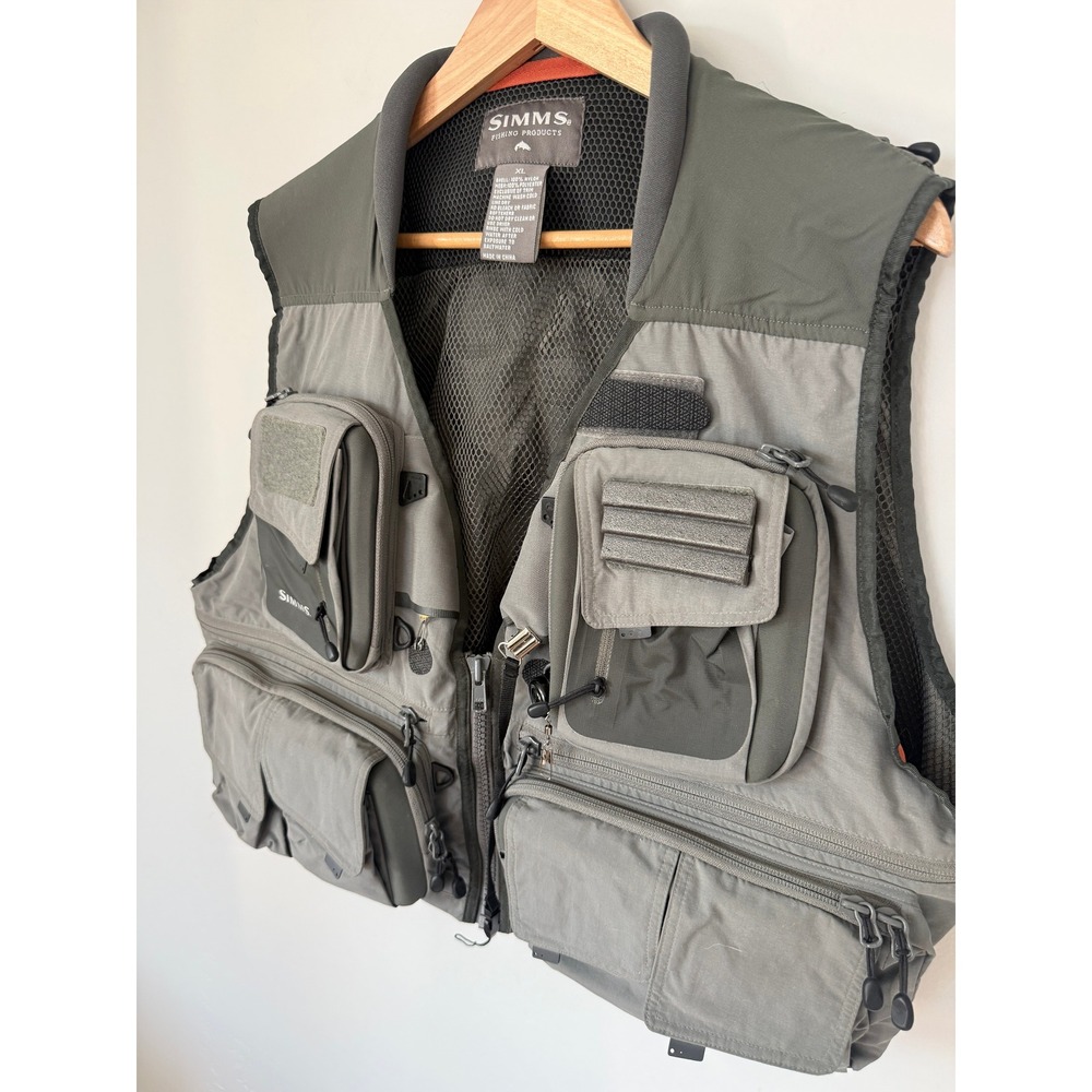 Simms G3 Guide Fly Fishing Vest Mens XL Grey Olive Technical Multi-Pocket SP2009
